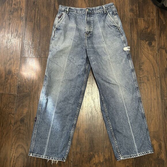 Vintage 90s Y2K Tommy Hilfiger Jeans Blue Denim Baggy carpenter Jeans 32x32 - Picture 1 of 15